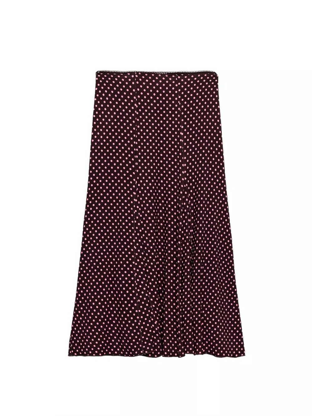 Brown Midi Skirt with Pink Polka Dots | vintage inspired | NWT